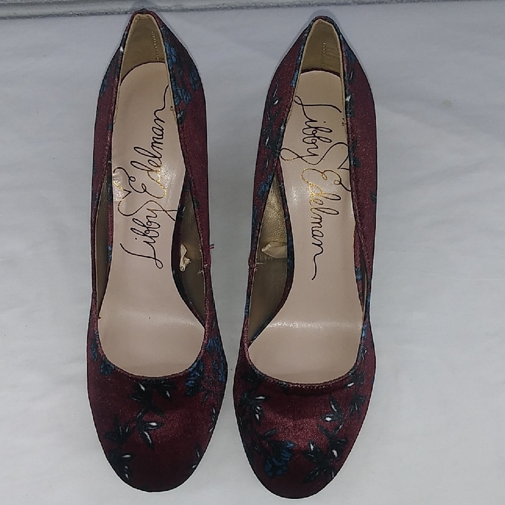 libby. edelman Burgundy Floral Women's Shoes
